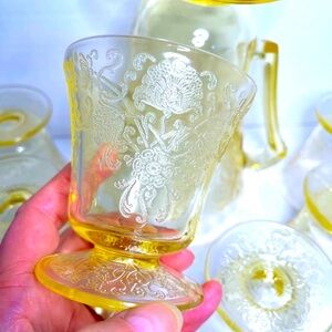 🌼 Vintage Hazel Atlas Florentine #2 Old Poppy Depression Glass Pitcher Glasses